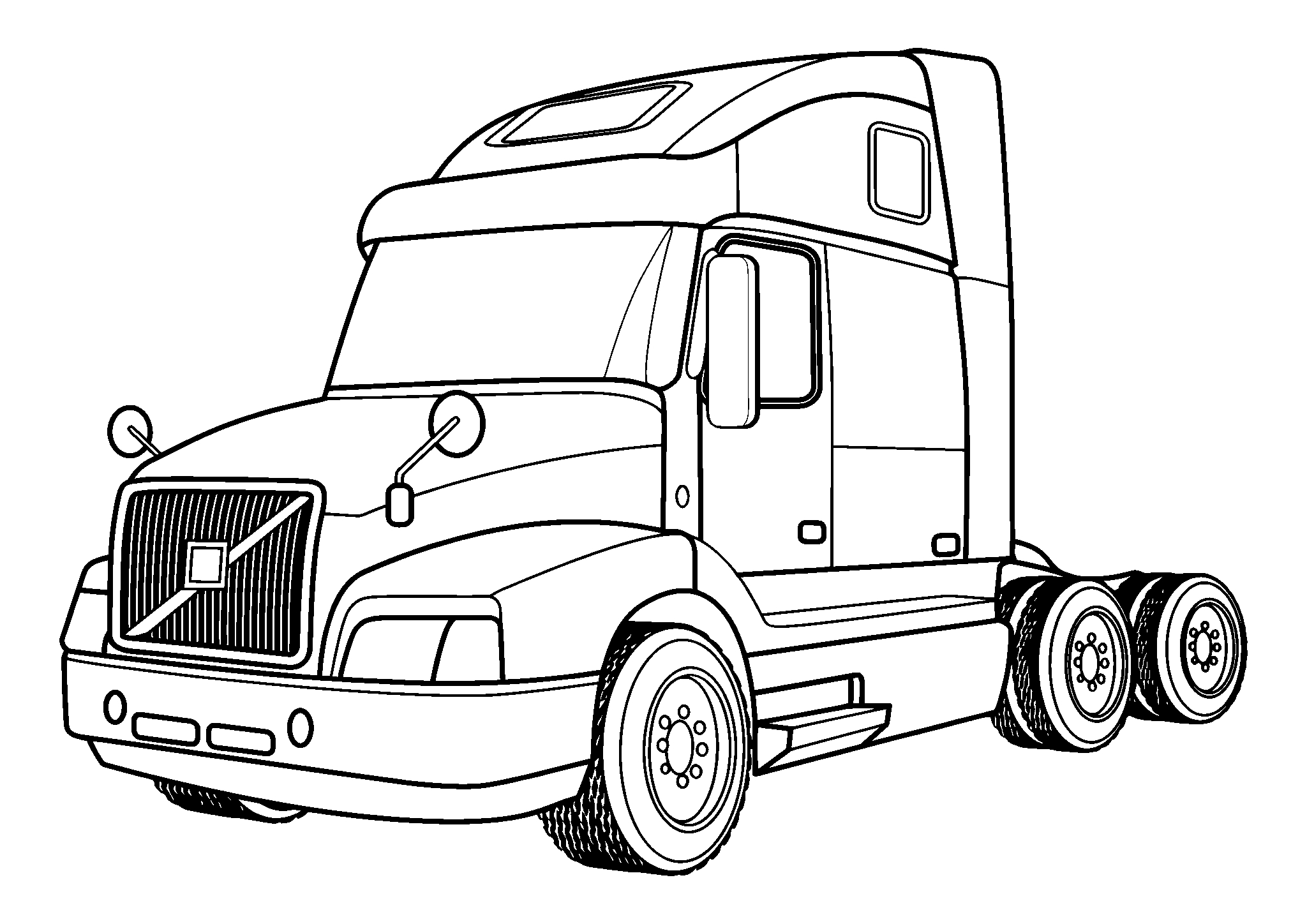 Тягач Volvo №1726. Раскраски для мальчиков по категориям. Грузовики.
