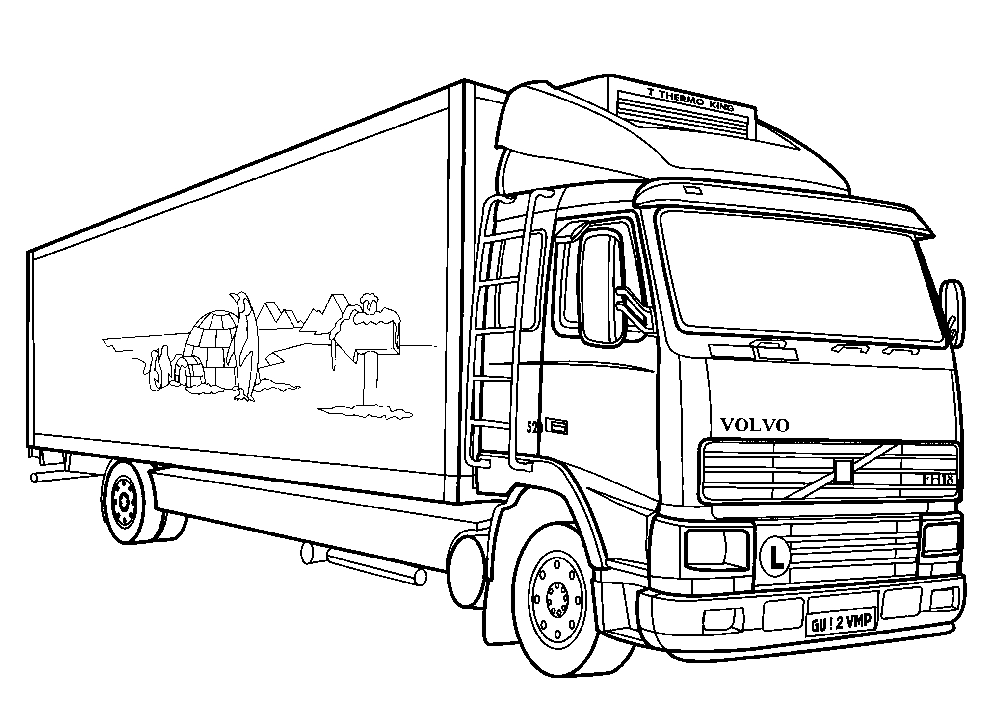 Volvo FH-16 Reefer Truck №1711. Раскраски для мальчиков по категориям. Грузовики.