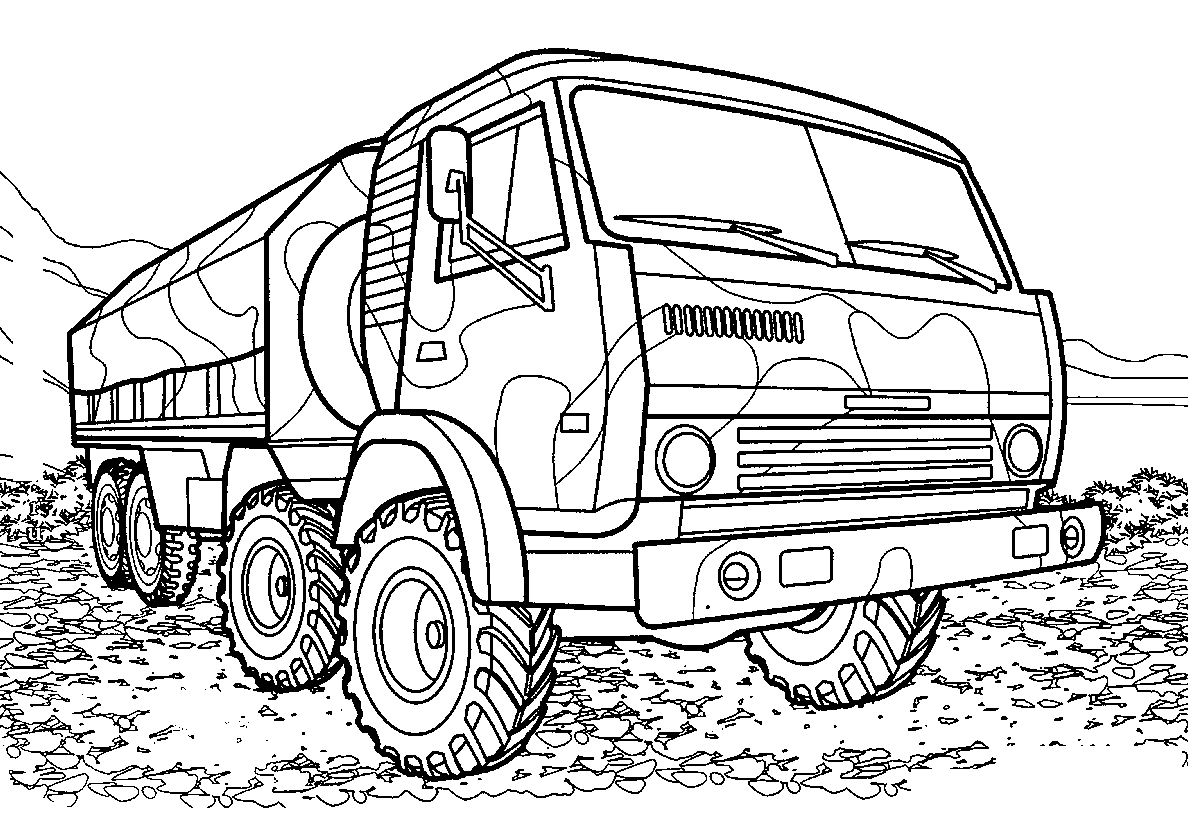КамАЗ-6350 №127. Раскраски для мальчиков по категориям. Грузовики.