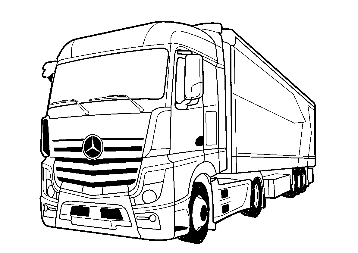 Mersedes-Benz Actros. Большая машина №123. Раскраски для мальчиков по категориям. Грузовики.