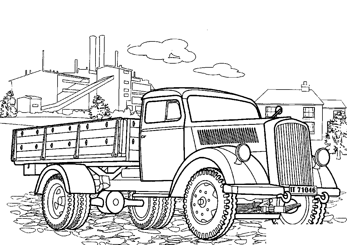 Opel Blitz S3. Раскраска грузовик №142. Раскраски для мальчиков по категориям. Грузовики.