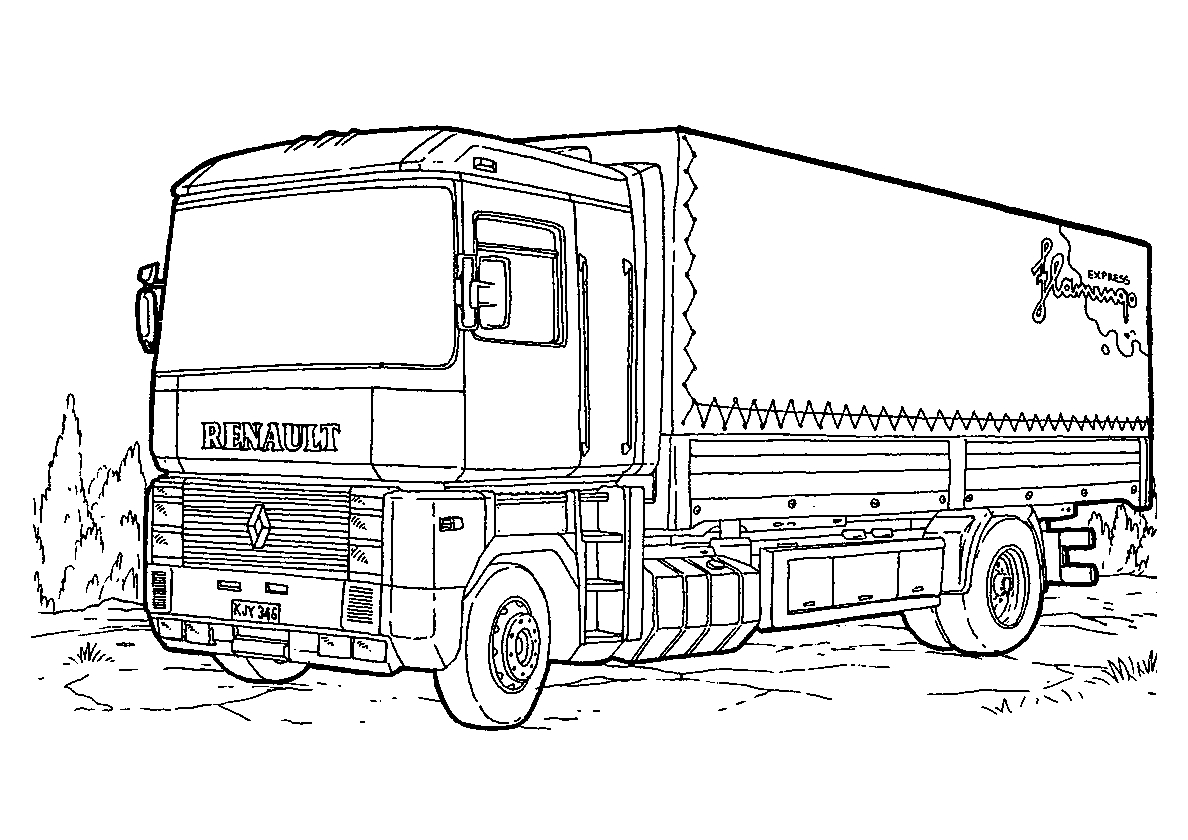 RENAULT AE-500 Magnum №129. Раскраски для мальчиков по категориям. Грузовики.