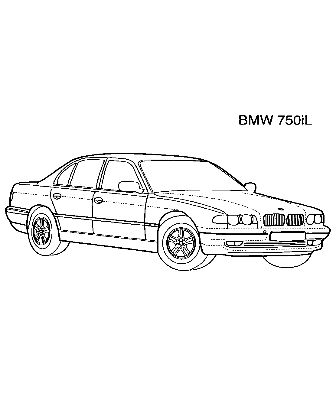 BMW 750iL №1191. Раскраски для мальчиков по категориям. Машины.