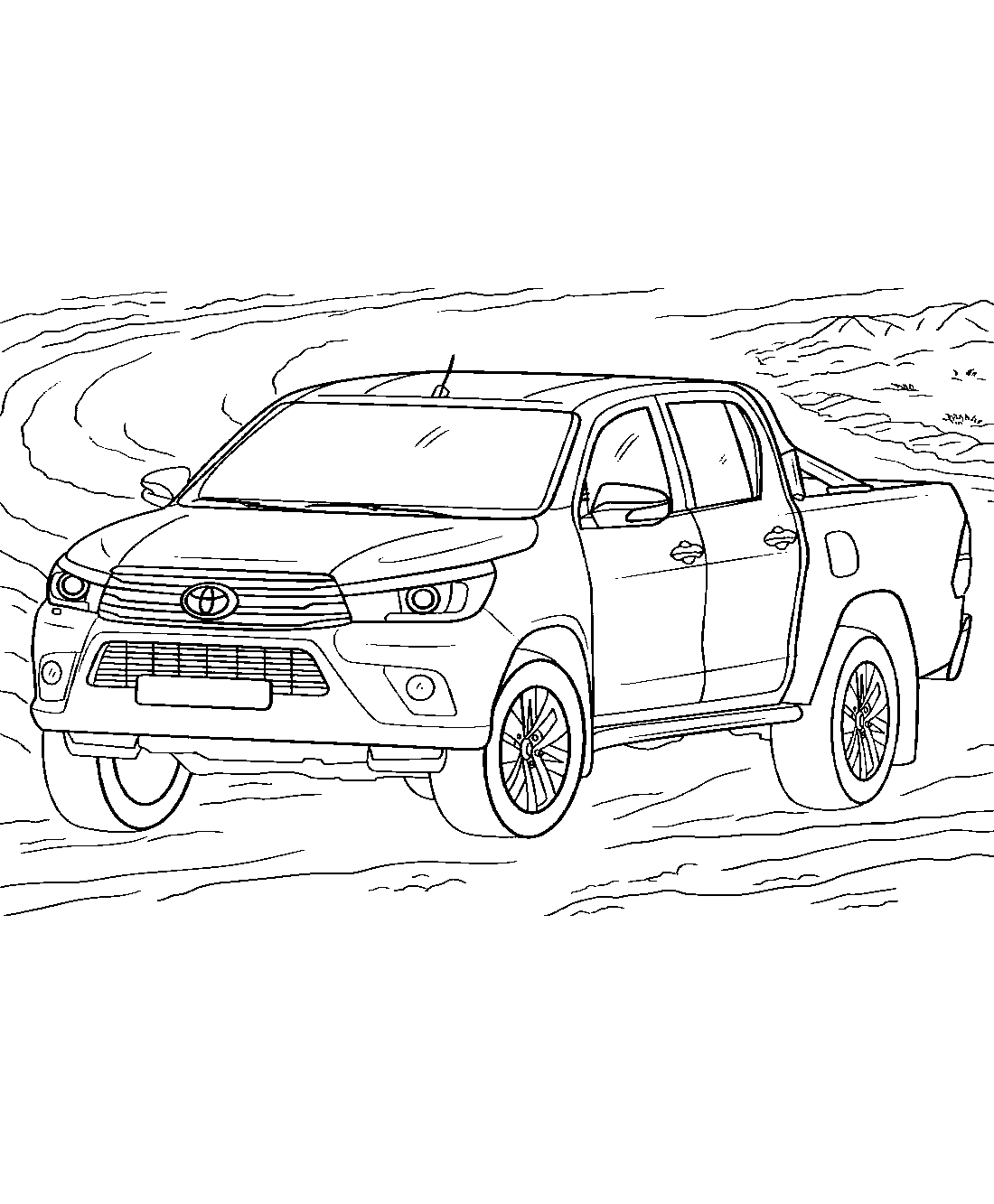 Пикап Toyota Hilux №1289. Раскраски для мальчиков по категориям. Машины.