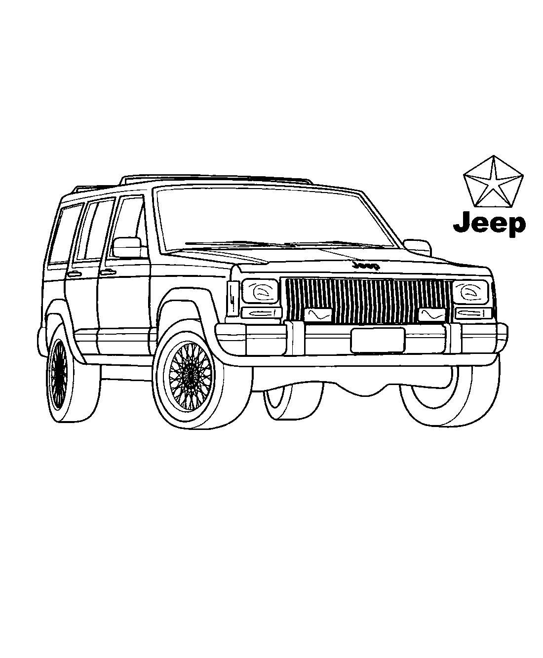 внедорожник Jeep Grand Cherokee №1312. Раскраски для мальчиков по категориям. Машины.