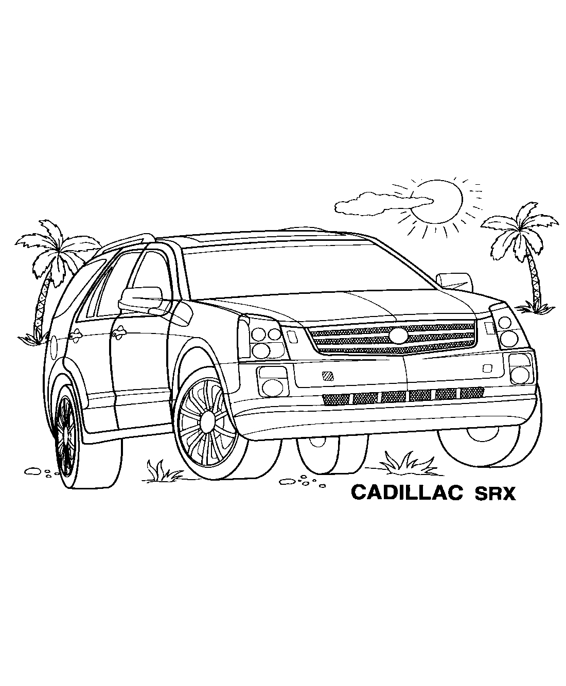 Кадиллак SRX №1314. Раскраски для мальчиков по категориям. Машины.
