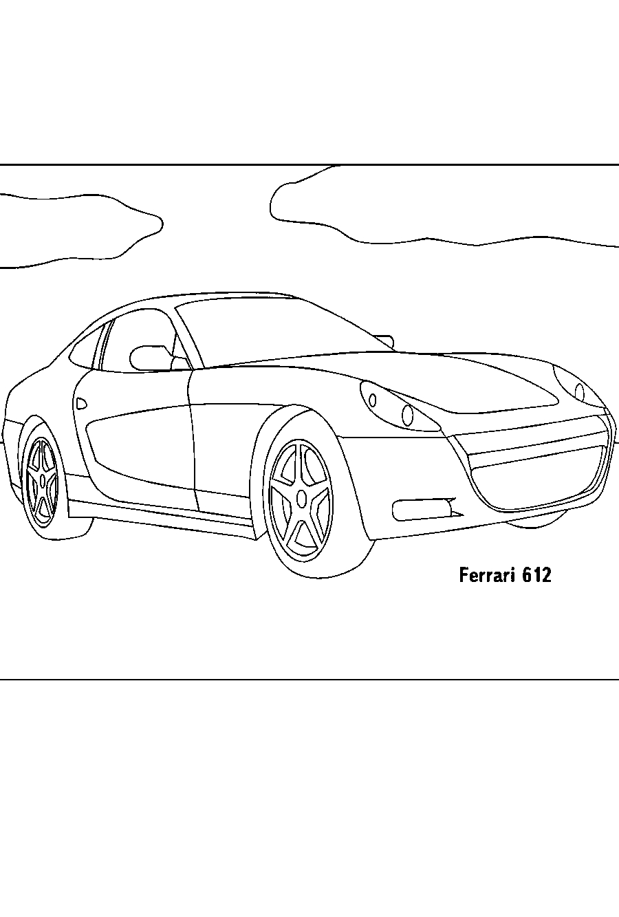 Ferrari 612. Раскраски для мальчиков. Распечатать бесплатно №1275. Раскраски для мальчиков по категориям. Машины.