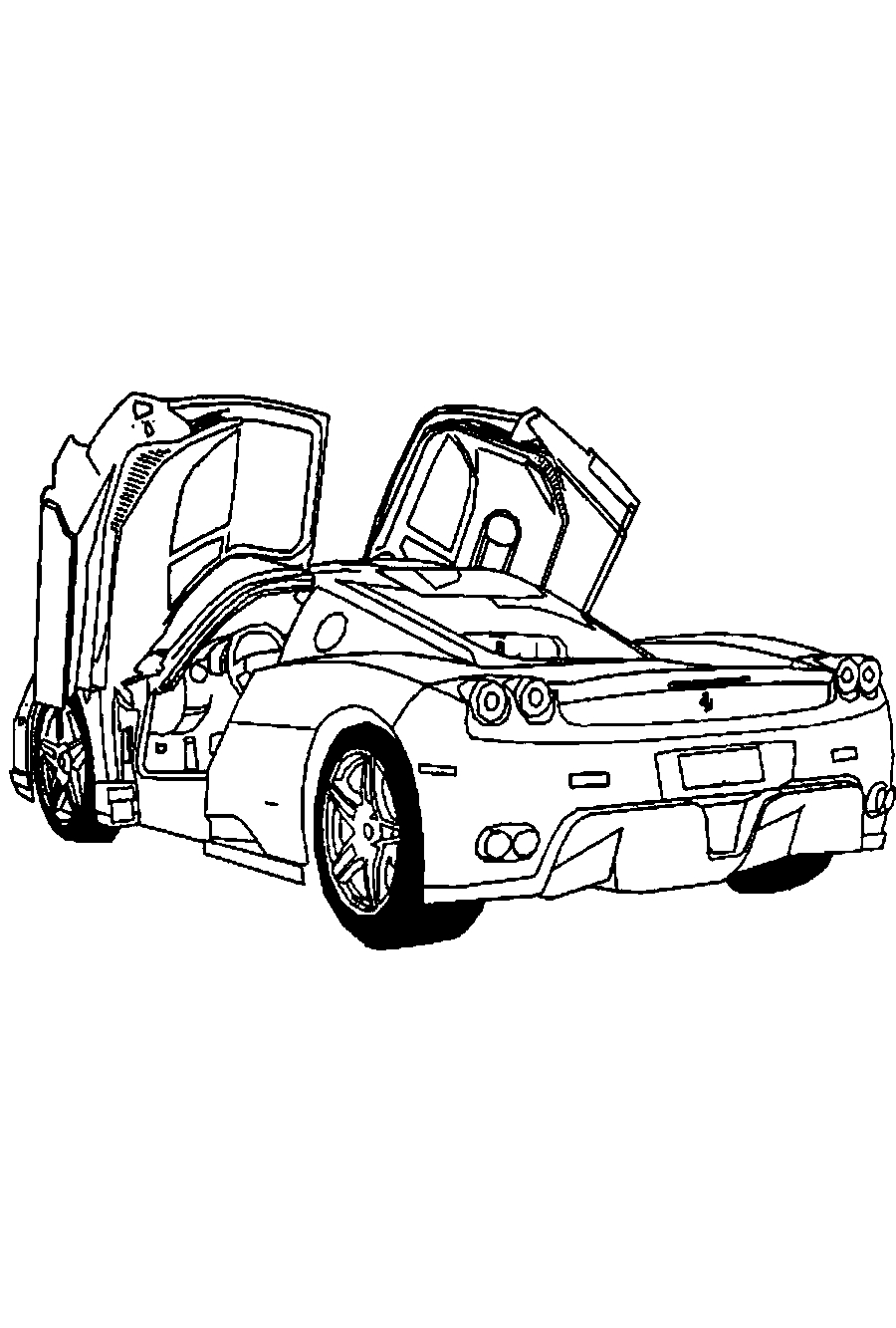 Ferrari Enzo вид сзади №1256. Раскраски для мальчиков по категориям. Машины.