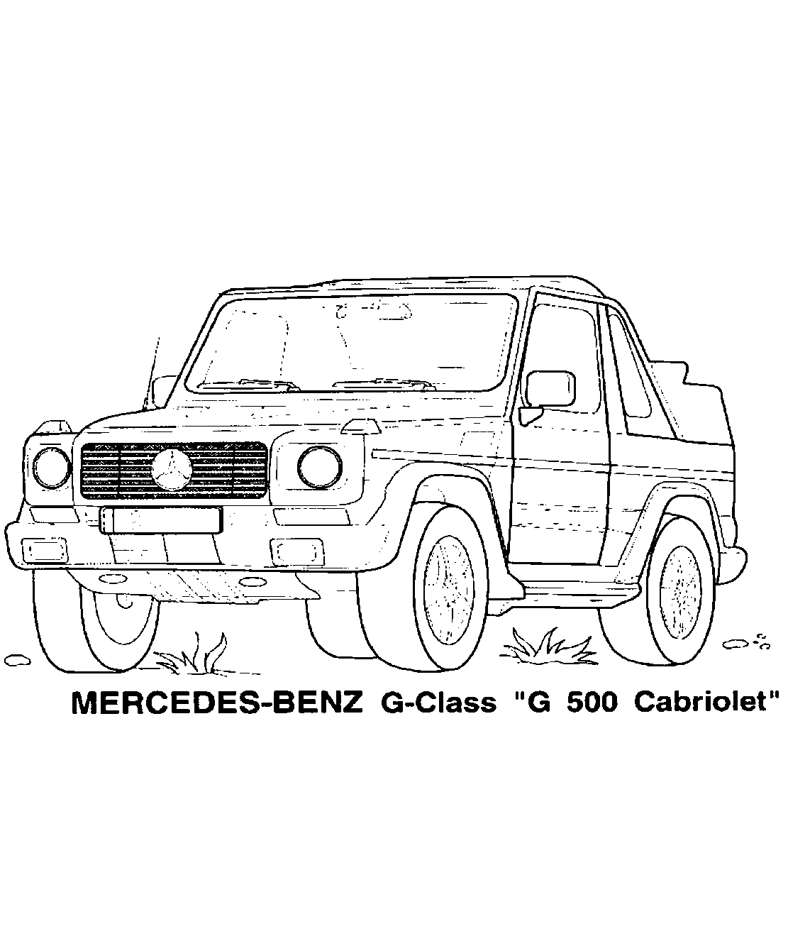 Mercedes-Benz G500 Cabriolet. Раскраски машины для мальчиков №1206. Раскраски для мальчиков по категориям. Машины.