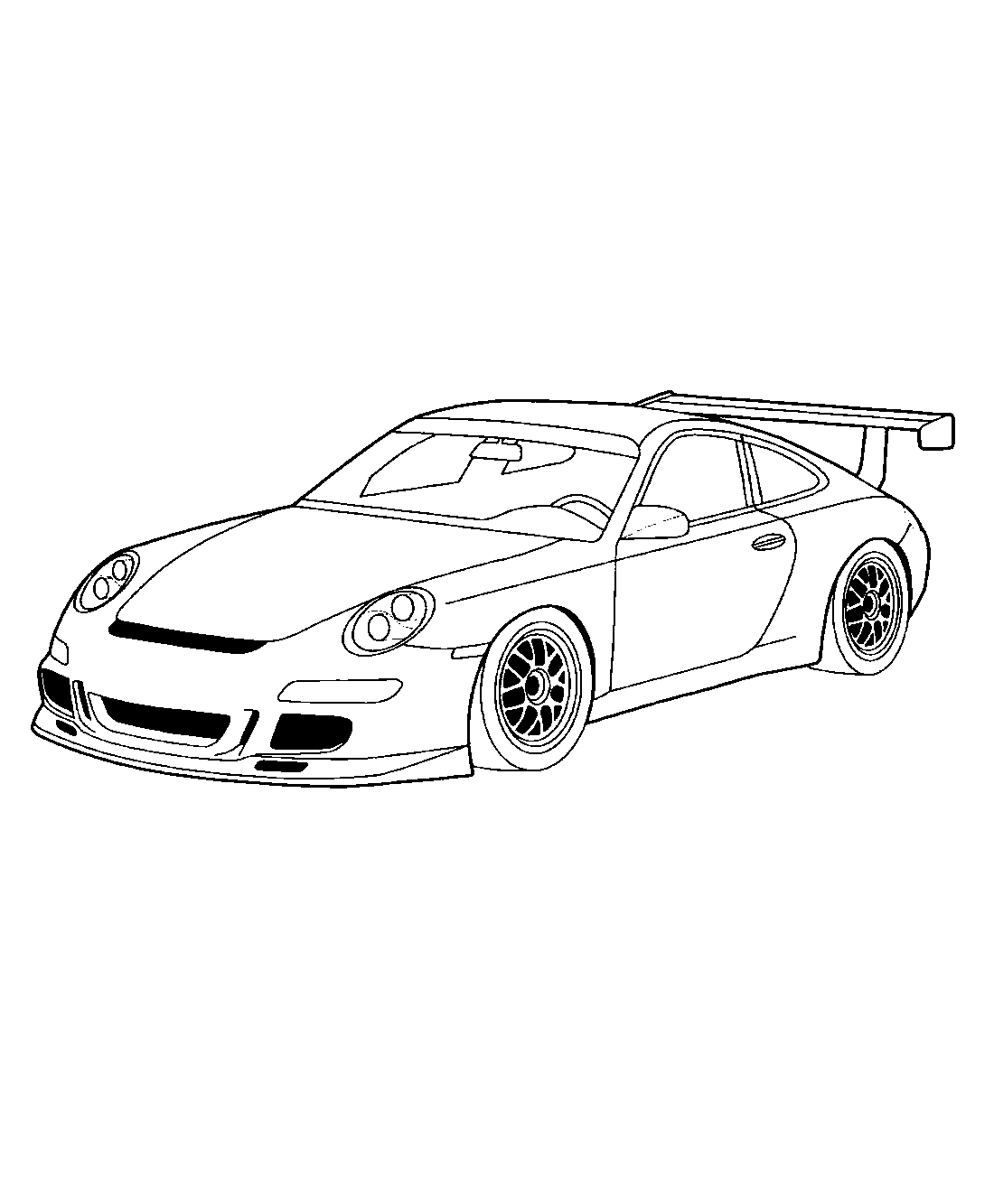 Порше 911 Турбо Машина. Раскраска. Для мальчиков №1233. Раскраски для мальчиков по категориям. Машины.