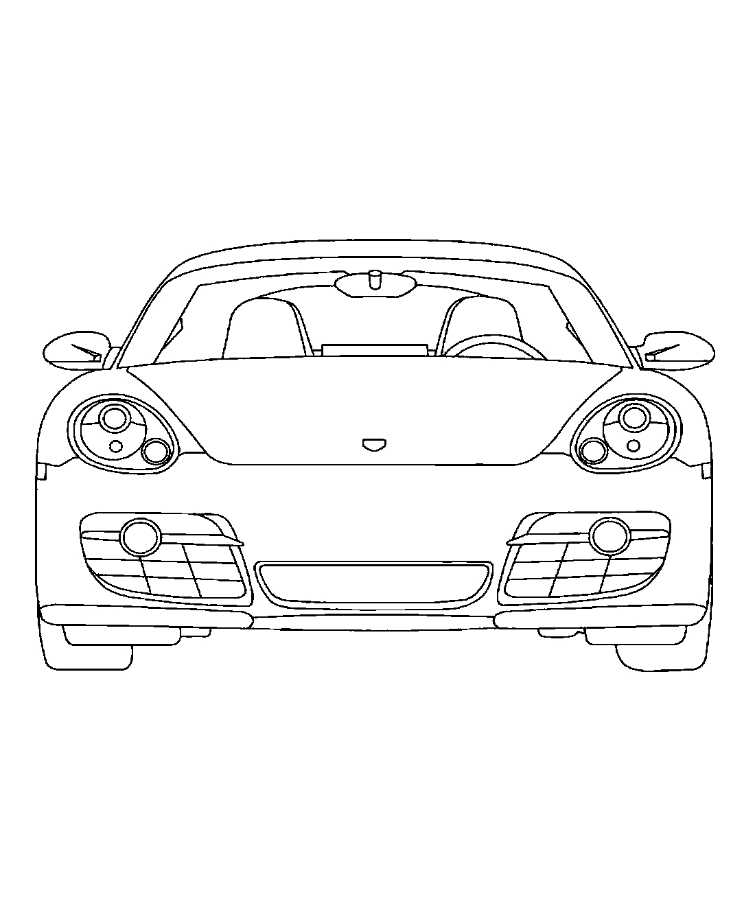 Порше 911 вид спереди №1239. Раскраски для мальчиков по категориям. Машины.