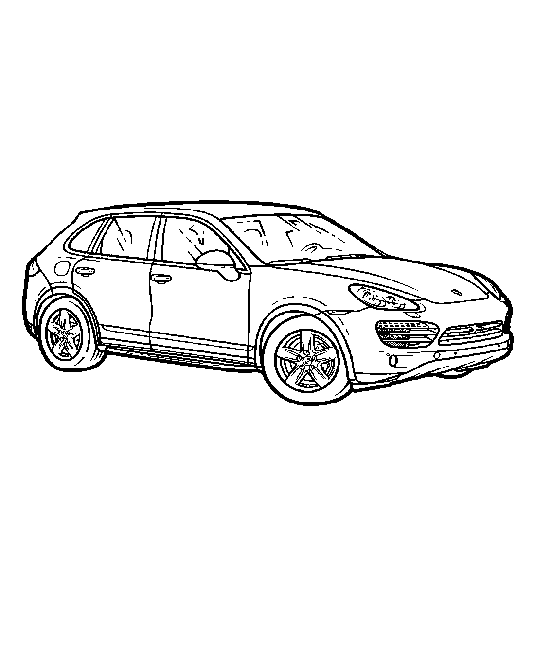Комфортный Porsche Cayenne №1241. Раскраски для мальчиков по категориям. Машины.