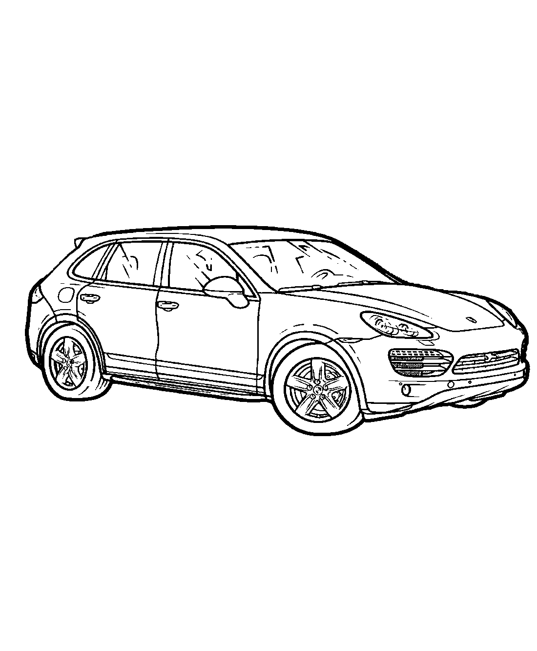 Кроссовер Porsche Cayenne №1252. Раскраски для мальчиков по категориям. Машины.