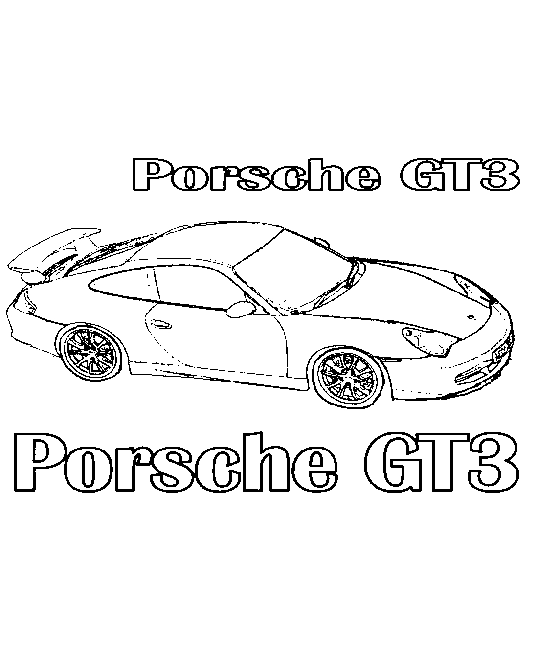 Porsche GT3 Машина. Раскраска. Для мальчиков №1232. Раскраски для мальчиков по категориям. Машины.