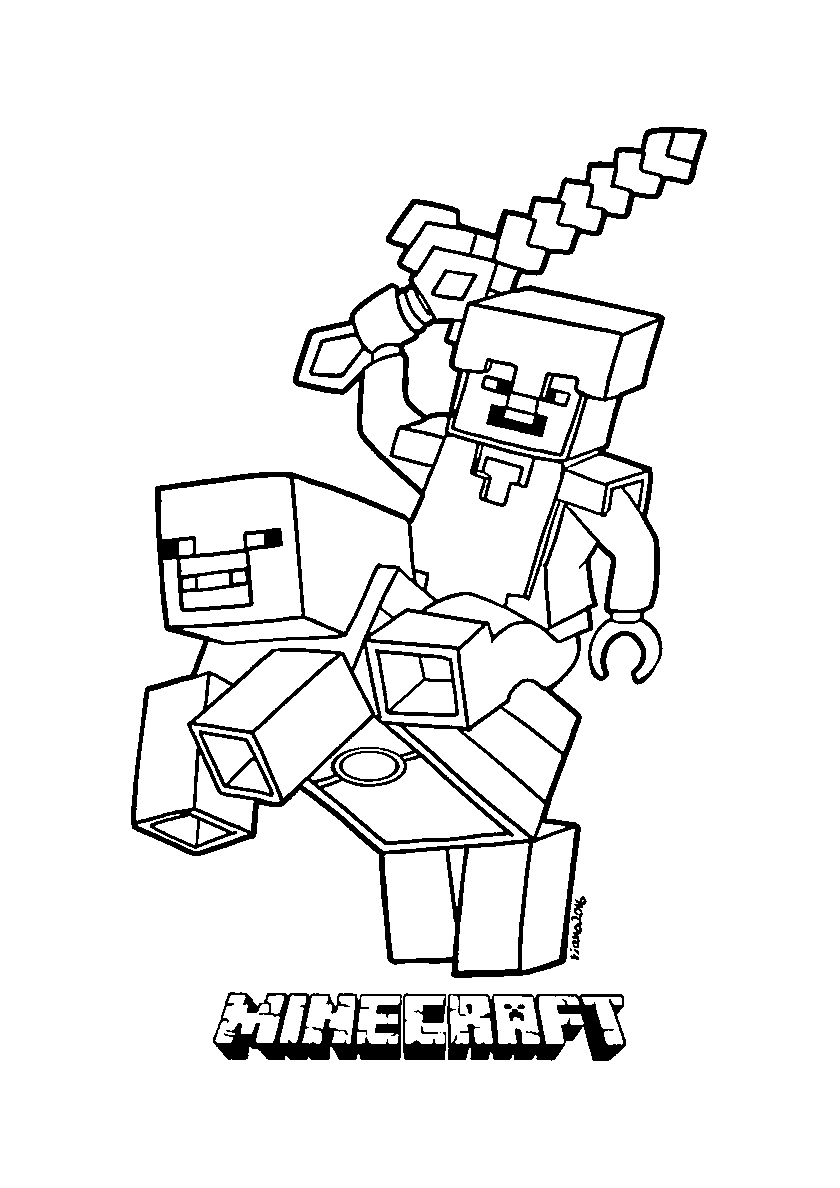 LEGO Стив в броне №233. Раскраски для мальчиков по категориям. Minecraft.
