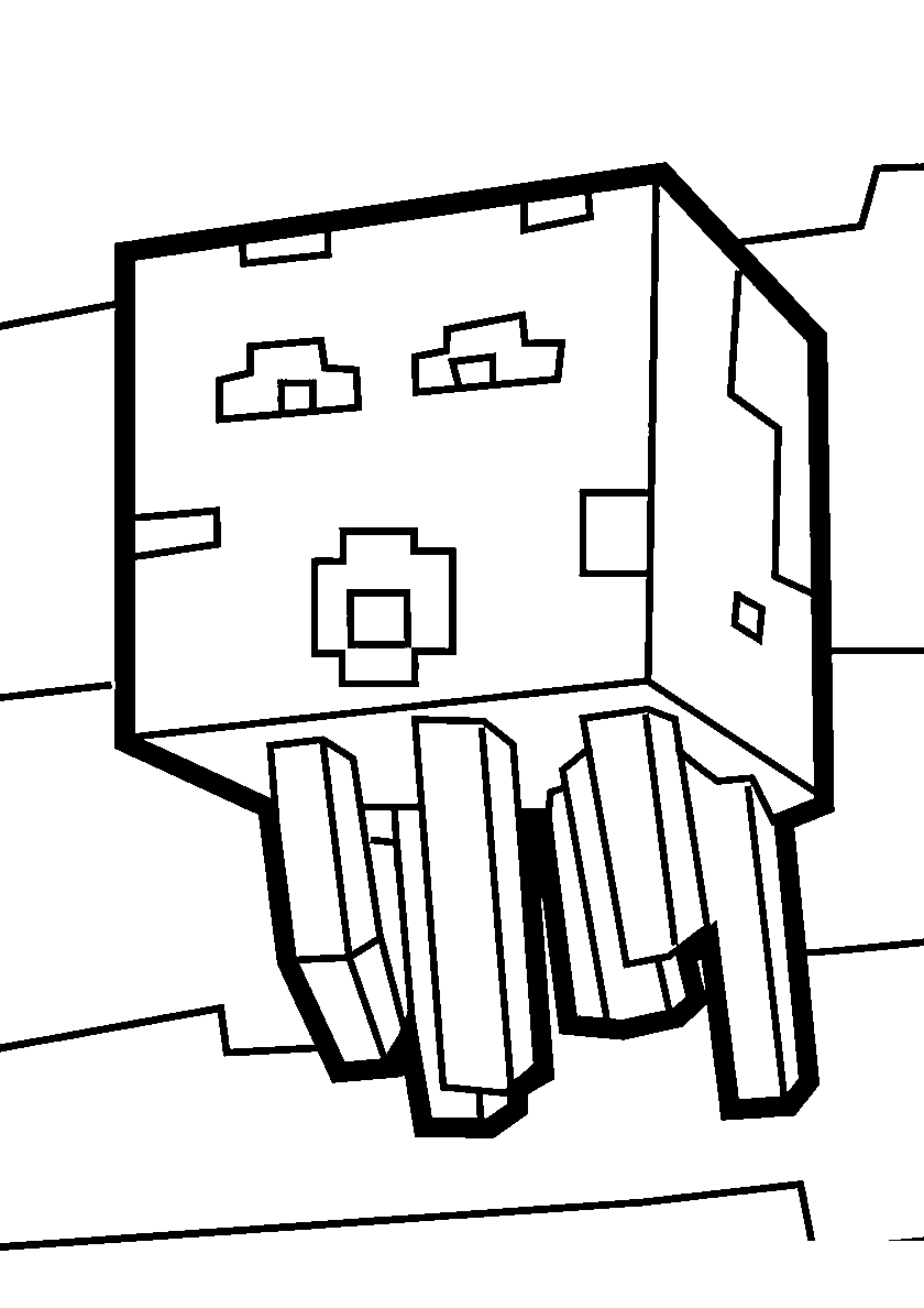 Плакса — Гаст. Раскраска Майнкрафт (Minecraft №269. Раскраски для мальчиков по категориям. Minecraft.
