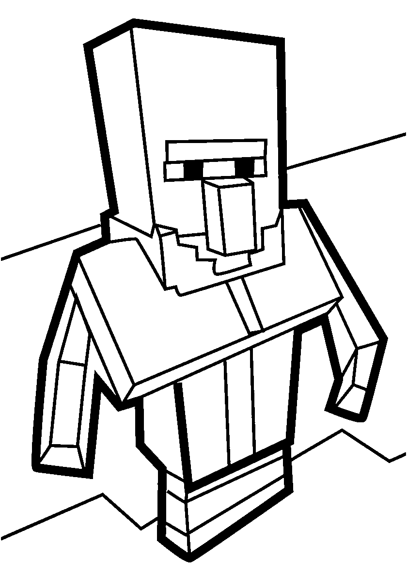 Рисунок жителя с руками №310. Раскраски для мальчиков по категориям. Minecraft.