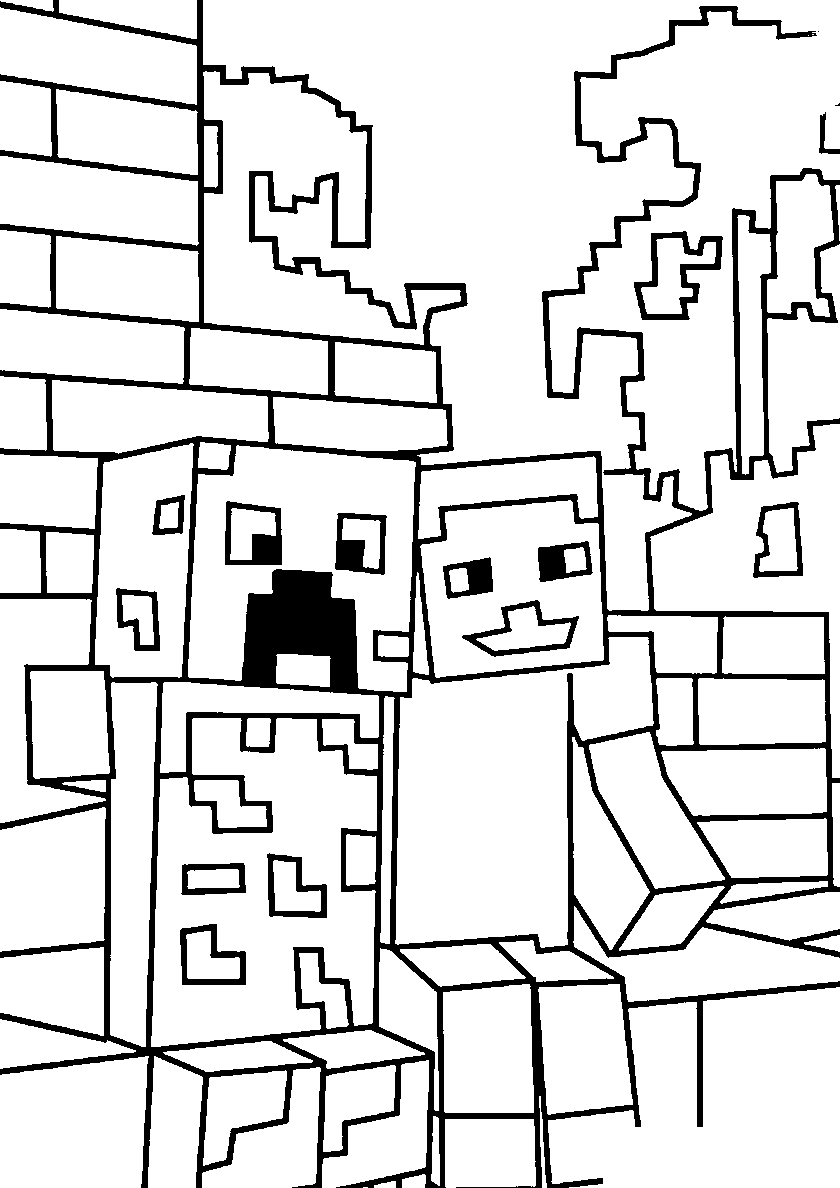 Дружба с Крипером №222. Раскраски для мальчиков по категориям. Minecraft.