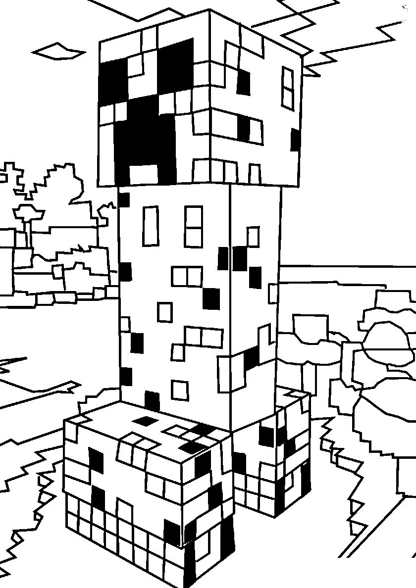 Злобный крипер №213. Раскраски для мальчиков по категориям. Minecraft.