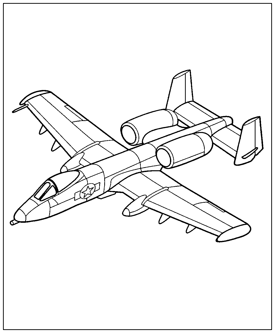 Американский Самолет-Штурмовик №1031. Раскраски для мальчиков по категориям. Самолёты.
