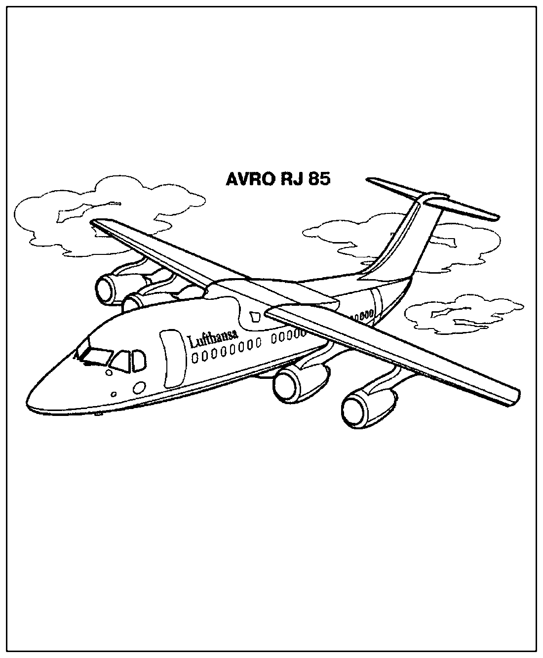 Самолет Avro RJ85 №1026. Раскраски для мальчиков по категориям. Самолёты.