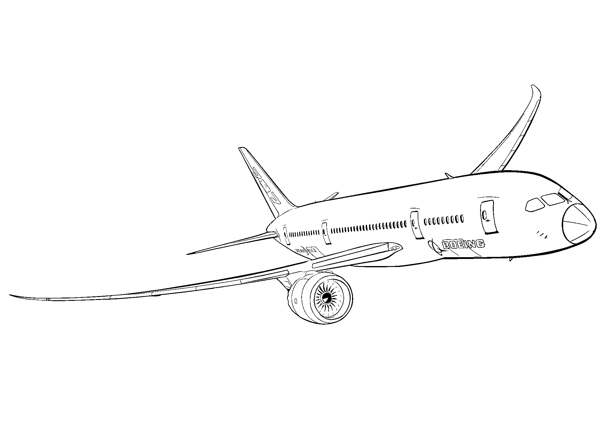 Boeing 787 Dreamliner №1596. Раскраски для мальчиков по категориям. Самолёты.