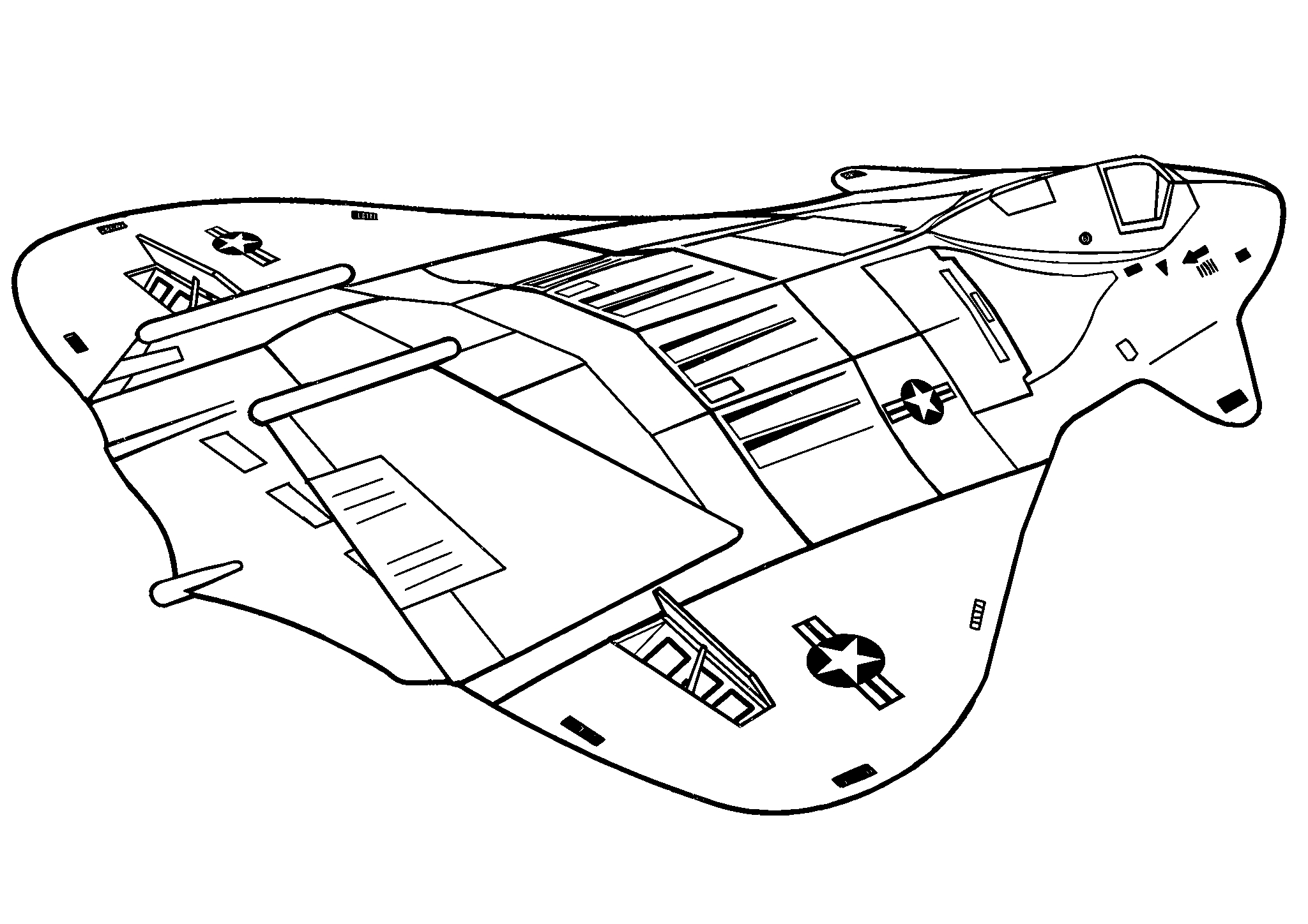 F-19 Самолет-невидимка №1599. Раскраски для мальчиков по категориям. Самолёты.