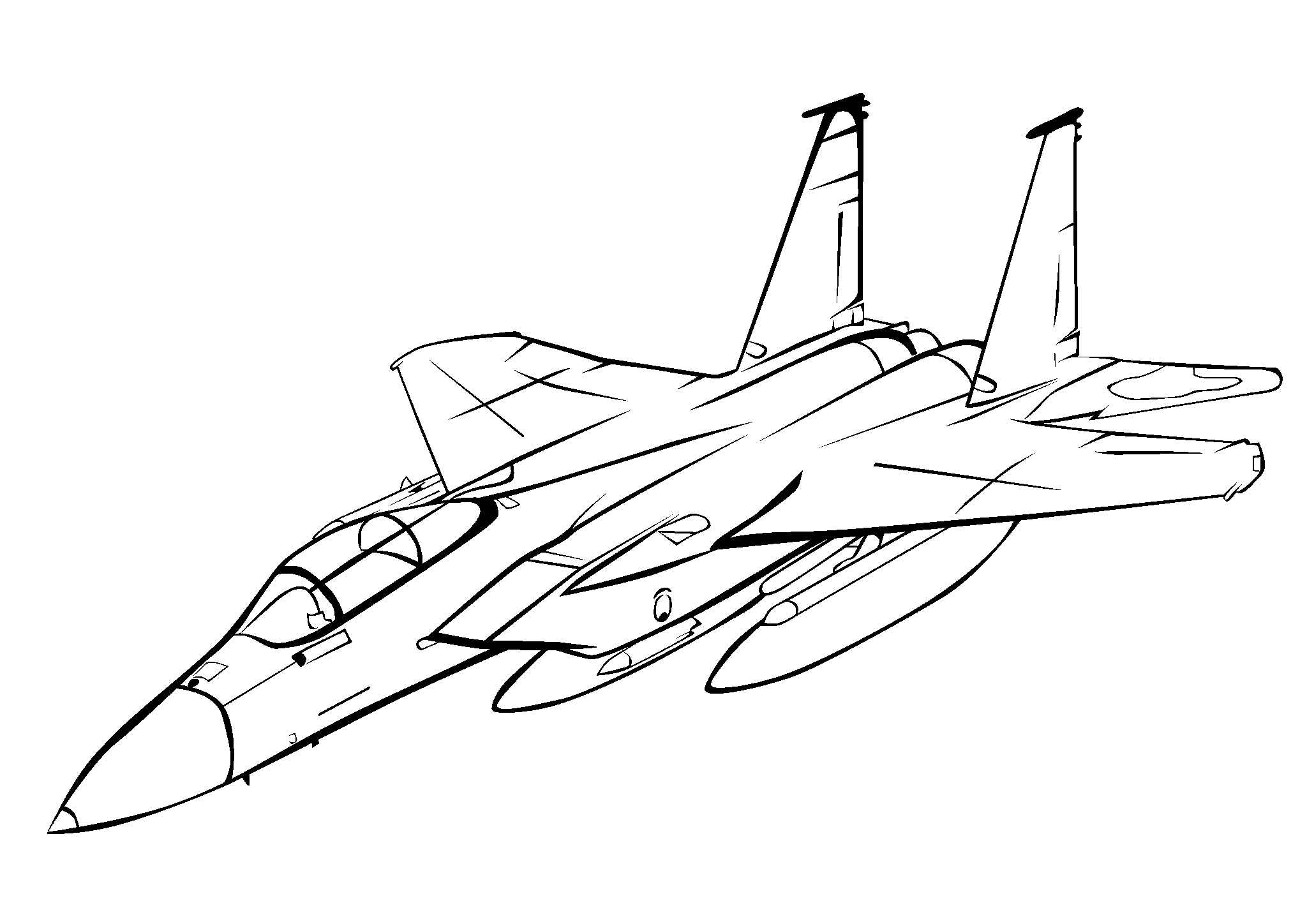 McDonnell Douglas F-15 Eagle. Раскраска военный самолет №1601. Раскраски для мальчиков по категориям. Самолёты.