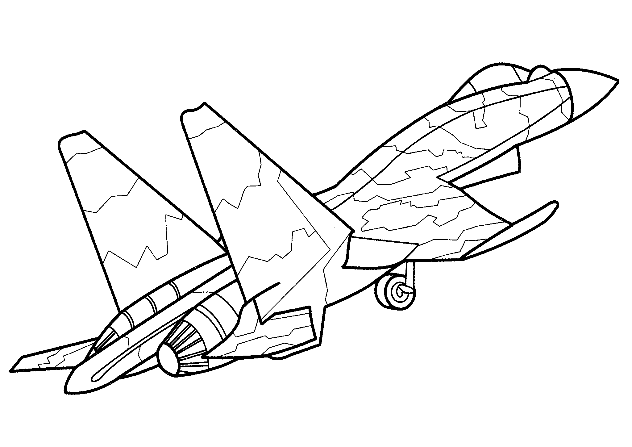 Су-37 Фланкер-Ф №1642. Раскраски для мальчиков по категориям. Самолёты.