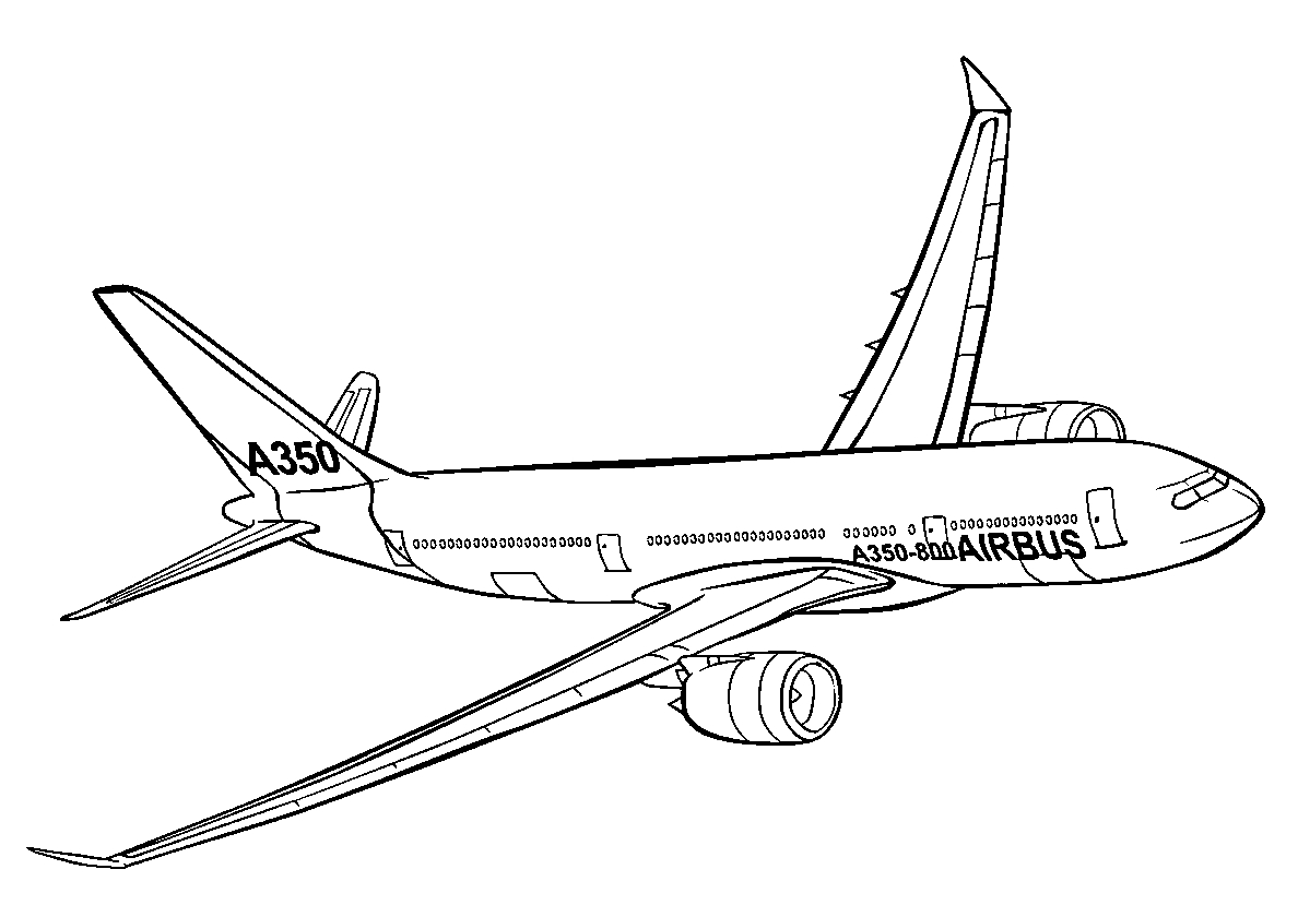 Airbus A350-800 №334. Раскраски для мальчиков по категориям. Самолёты.