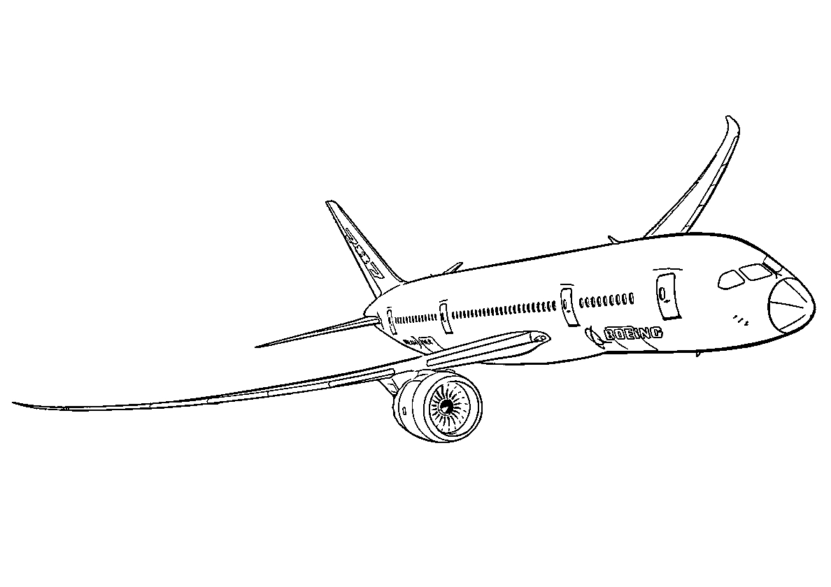 Boeing 787 Dreamliner №342. Раскраски для мальчиков по категориям. Самолёты.