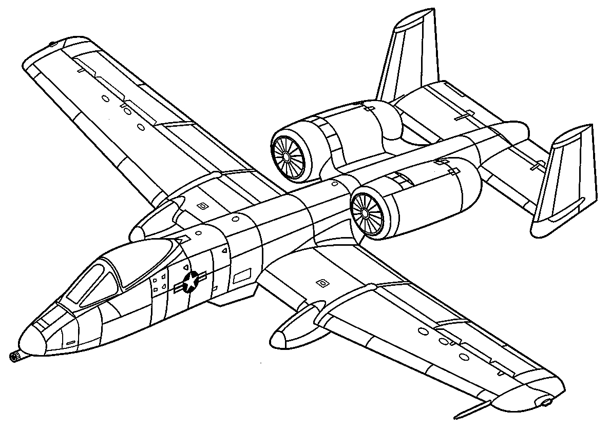 Фэйрчайлд Рипаблик A-10 Тандерболт II №322. Раскраски для мальчиков по категориям. Самолёты.