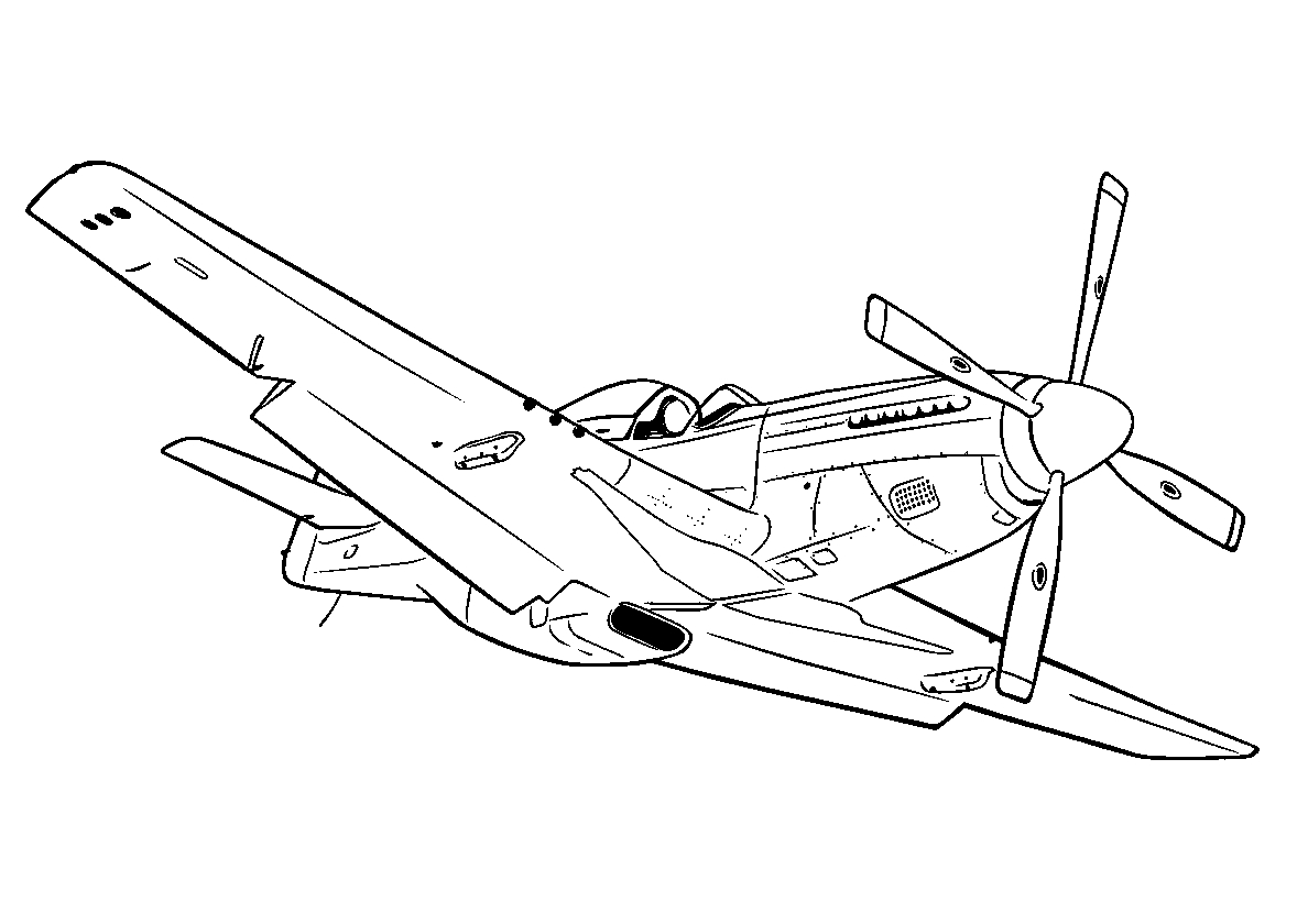 North American P-51 Mustang №347. Раскраски для мальчиков по категориям. Самолёты.