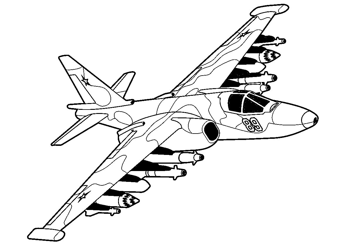 Су-25 Грач №321. Раскраски для мальчиков по категориям. Самолёты.