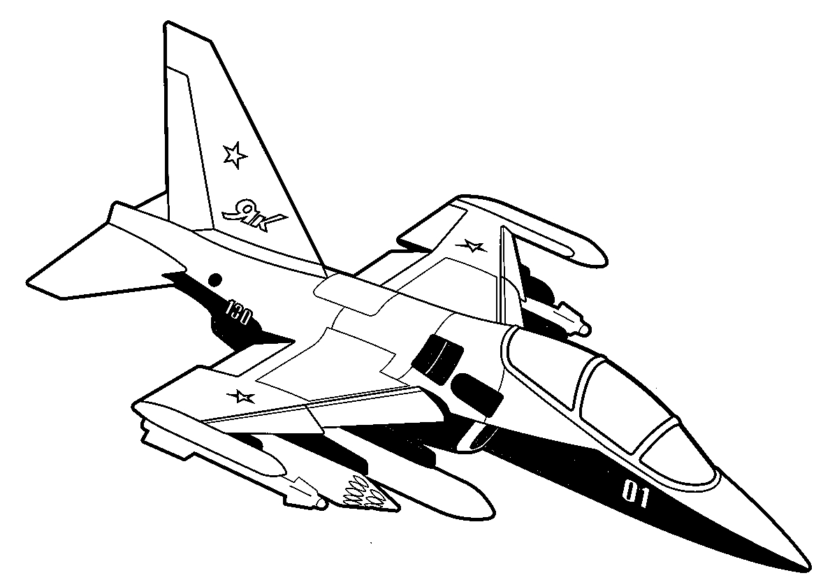 Учебно-боевой самолет Як-130 №326. Раскраски для мальчиков по категориям. Самолёты.