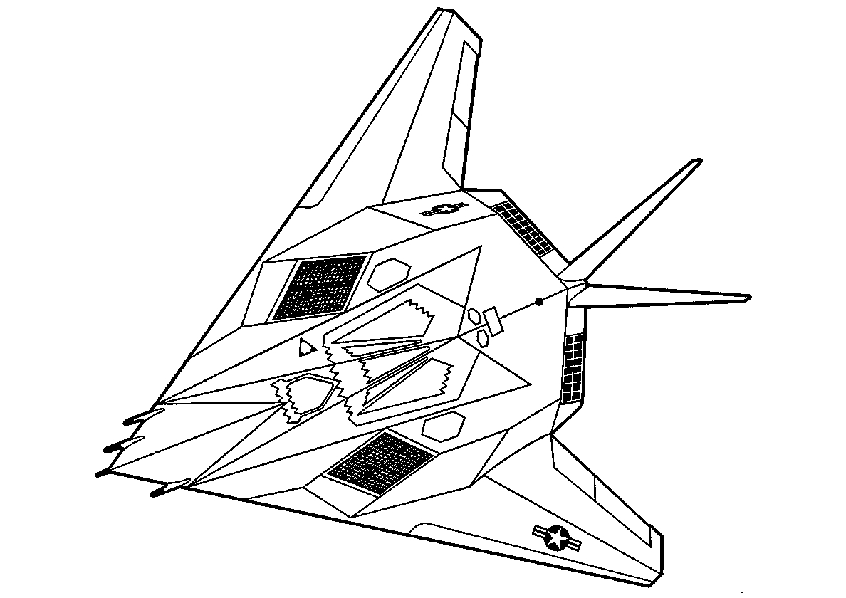 Ударный самолет F-117 Nighthawk №319. Раскраски для мальчиков по категориям. Самолёты.