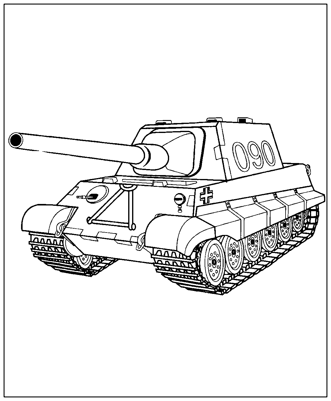 Танк Jagdtiger №898. Раскраски для мальчиков по категориям. Танки.