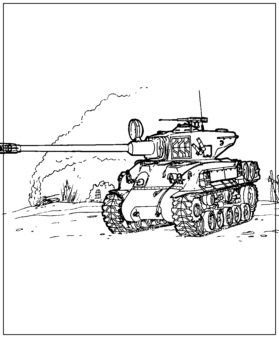 Танк M51 Super Sherman №857. Раскраски для мальчиков по категориям. Танки.