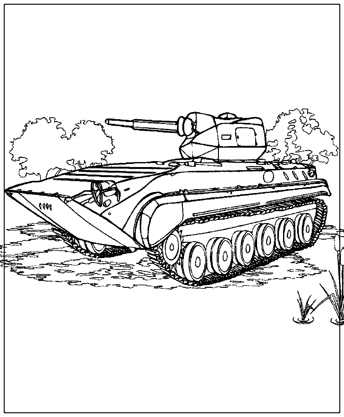 Гусеничный легкий Танк №858. Раскраски для мальчиков по категориям. Танки.