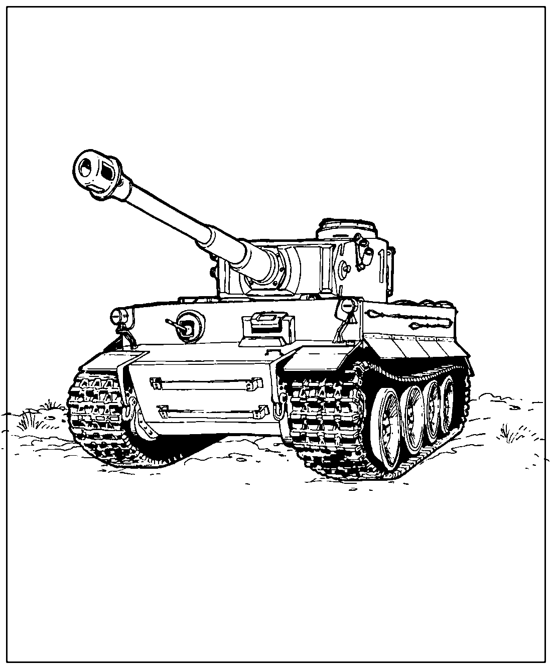Танк Tiger I №859. Раскраски для мальчиков по категориям. Танки.