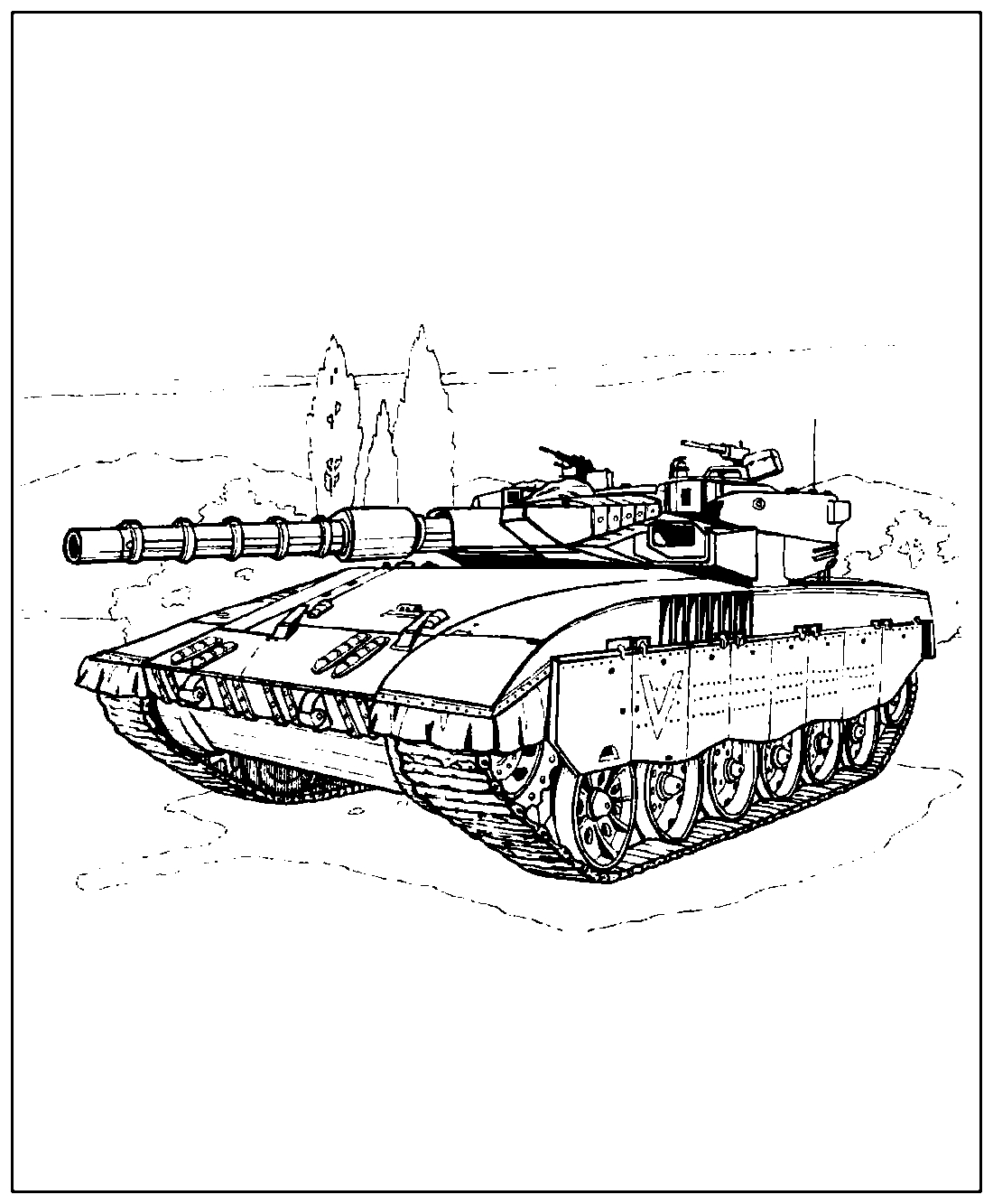 Танк Merkava №866. Раскраски для мальчиков по категориям. Танки.