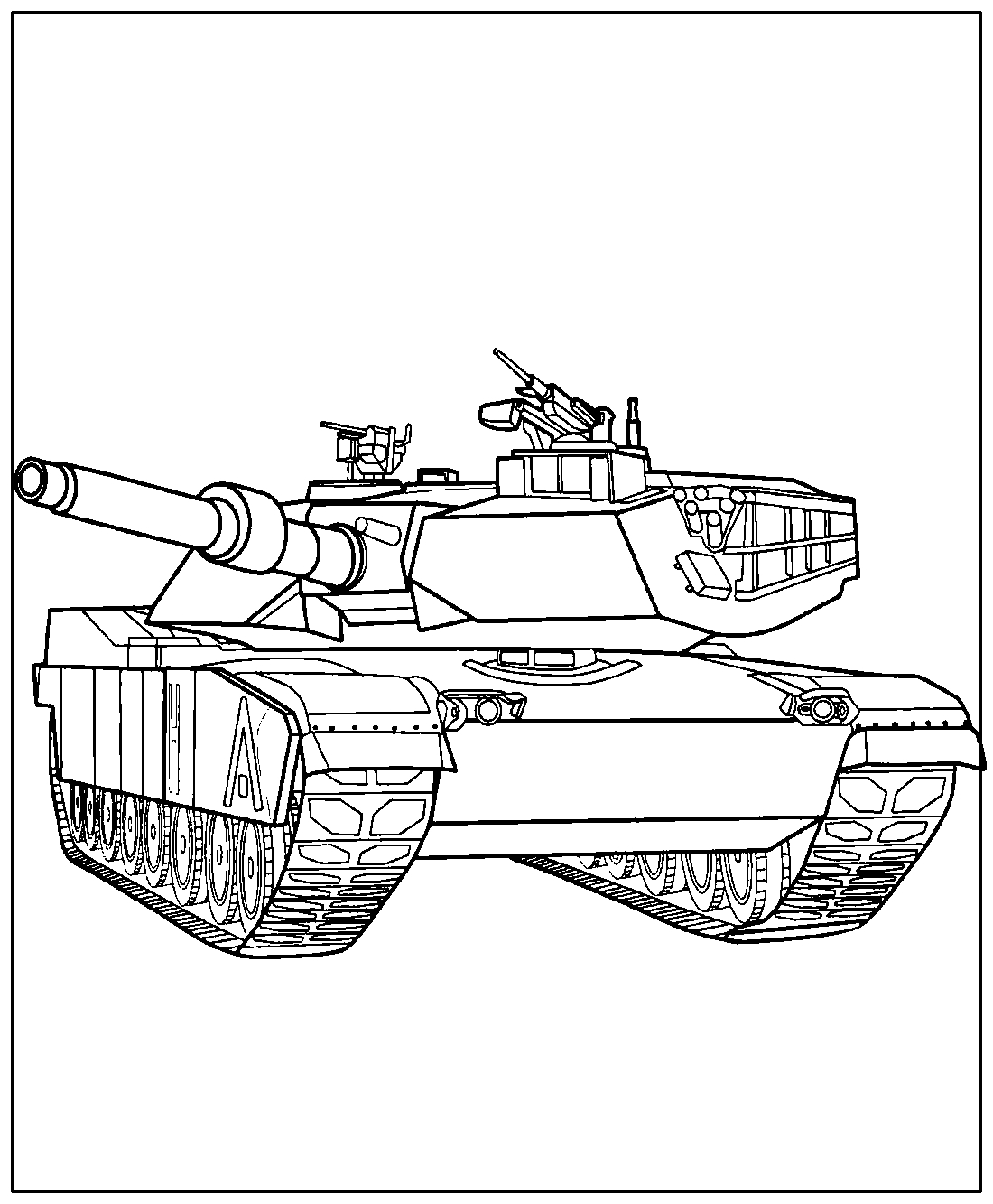 Танк M1 Abrams №871. Раскраски для мальчиков по категориям. Танки.
