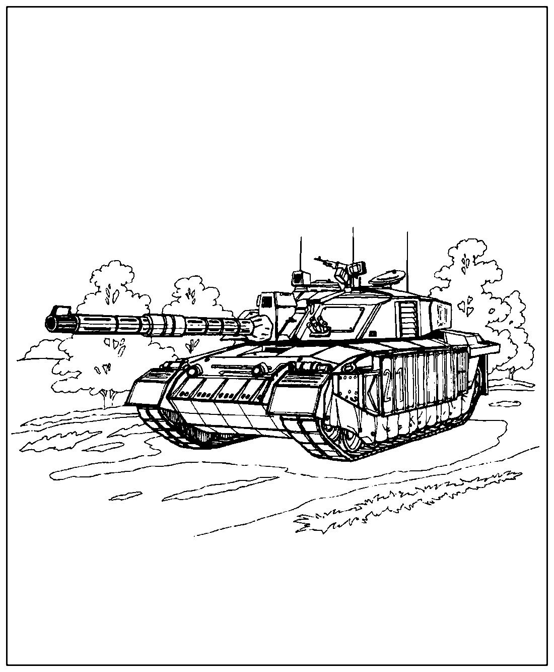 Танк с большой пушкой №851. Раскраски для мальчиков по категориям. Танки.