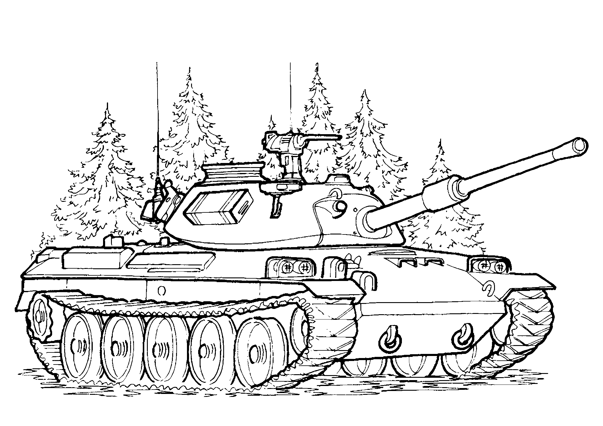 Японский танк ТИП-74 №1700. Раскраски для мальчиков по категориям. Танки.