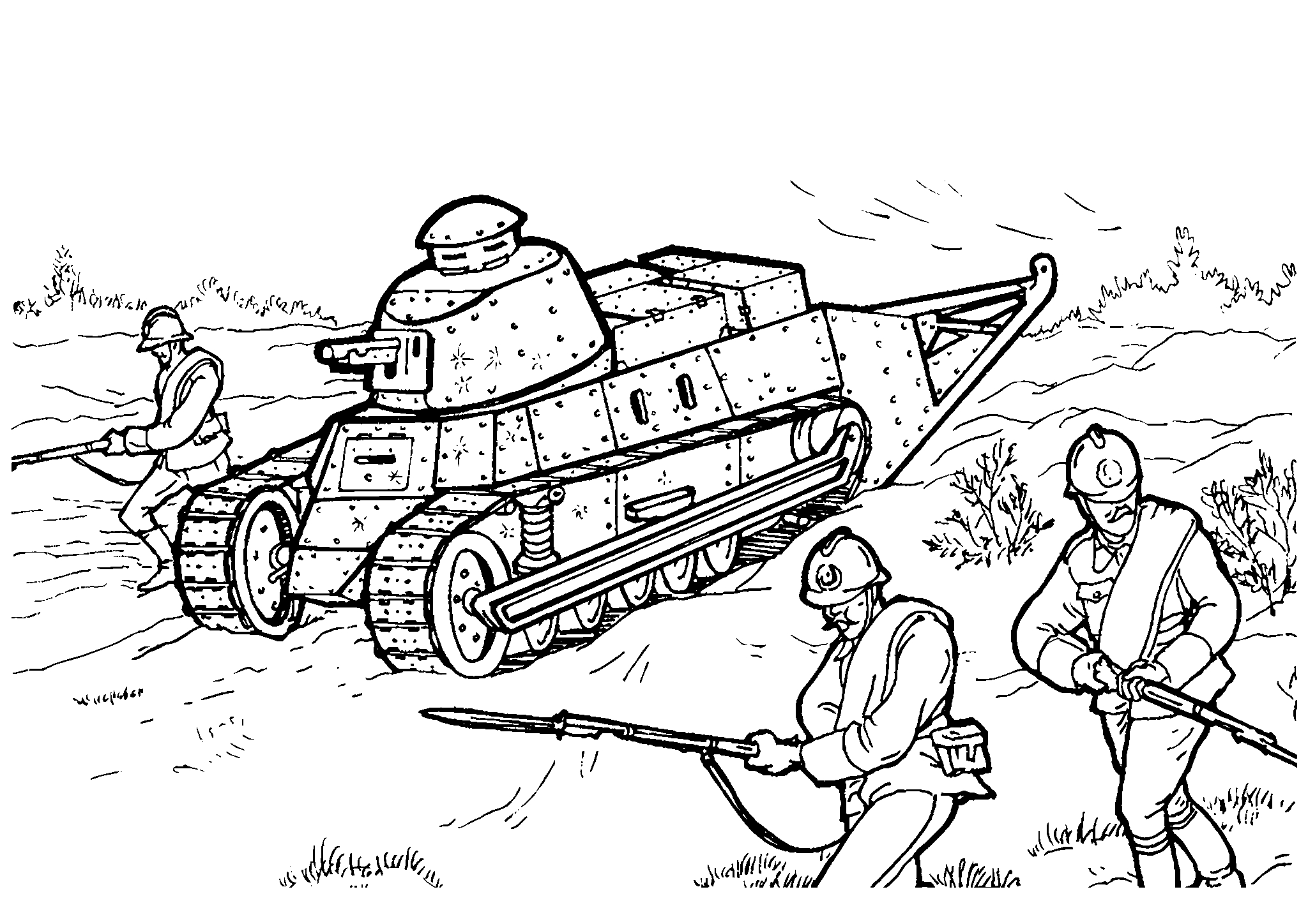 Рено FT-17 (Франция №1666. Раскраски для мальчиков по категориям. Танки.