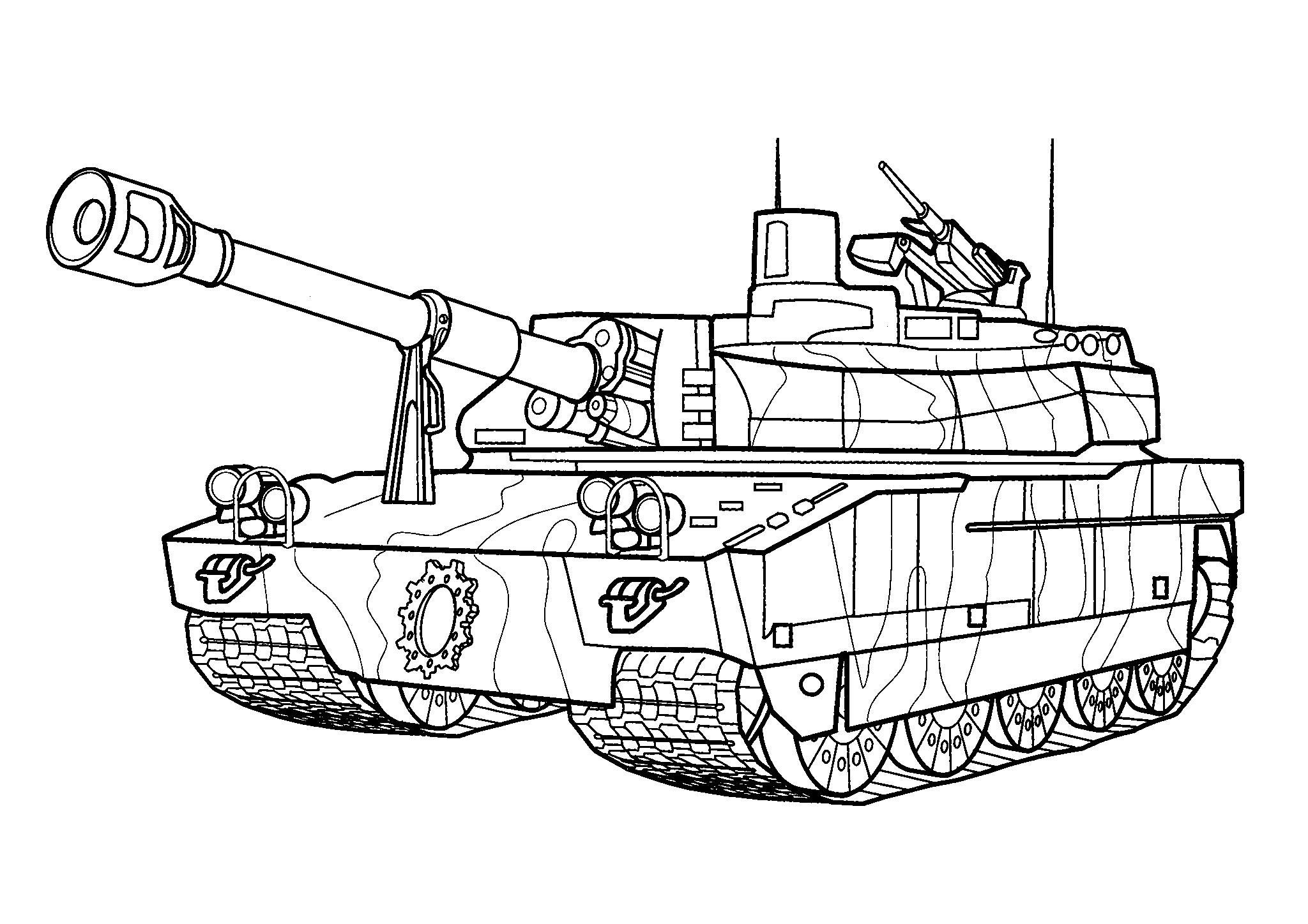 Танк AMX-56 Leclerc (Франция №1676. Раскраски для мальчиков по категориям. Танки.
