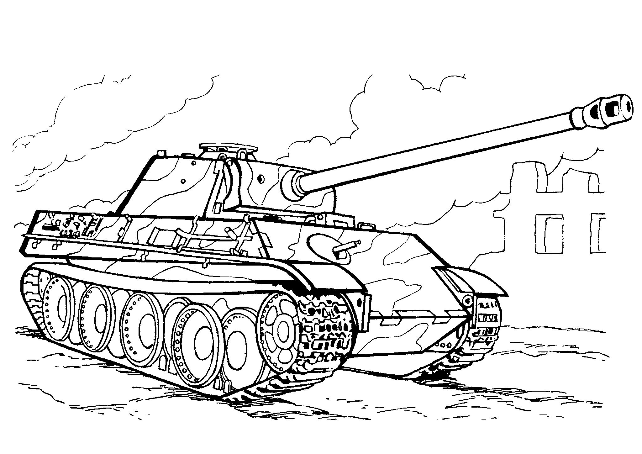 Танк PzKpfw V — Пантера (Германия №1680. Раскраски для мальчиков по категориям. Танки.