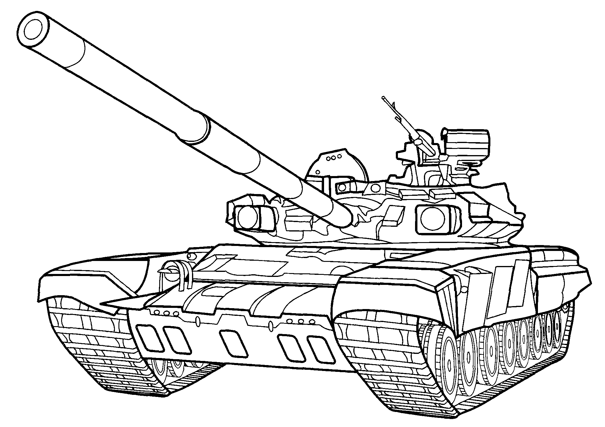 Танк Т-90 (Россия №1695. Раскраски для мальчиков по категориям. Танки.