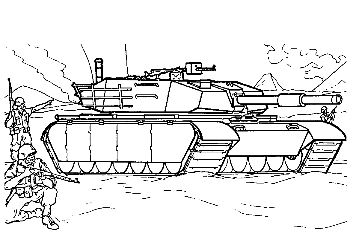 Американский танк М1А1 Abrams №413. Раскраски для мальчиков по категориям. Танки.