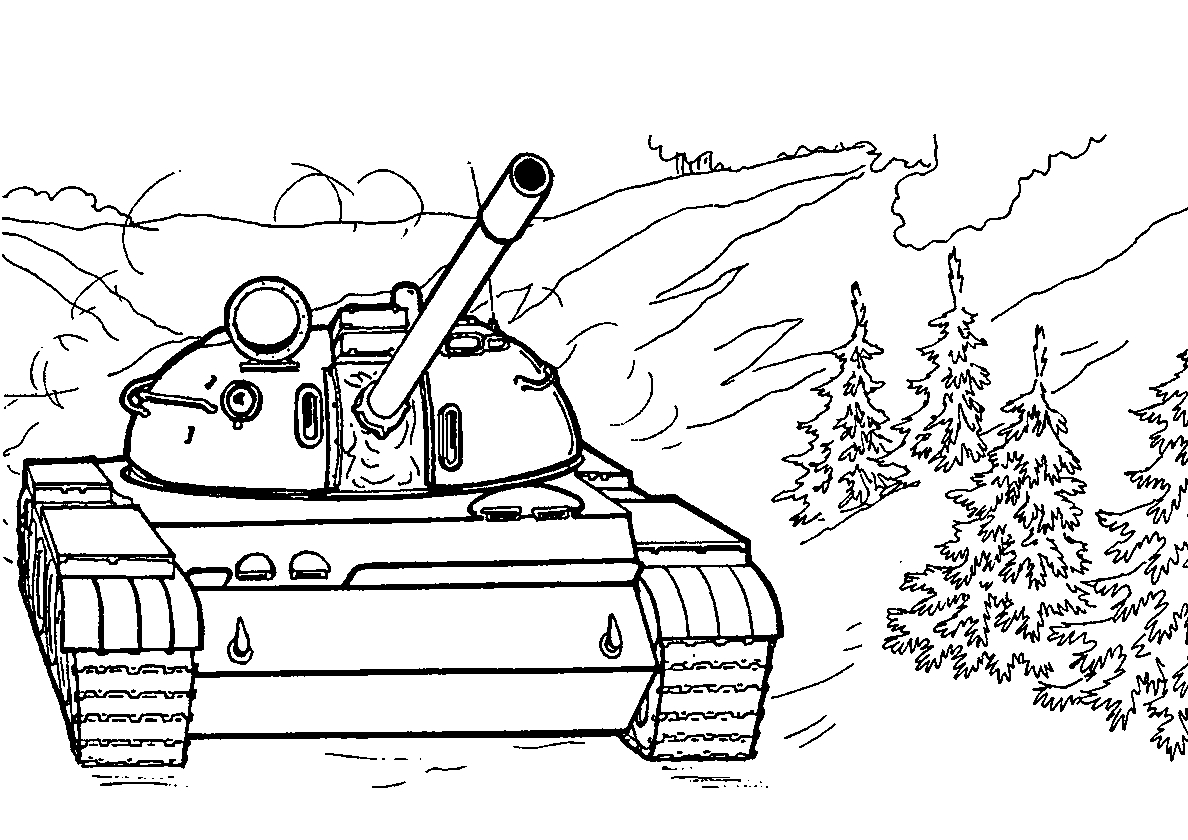 Т-55 (СССР) Раскраска танк №392. Раскраски для мальчиков по категориям. Танки.